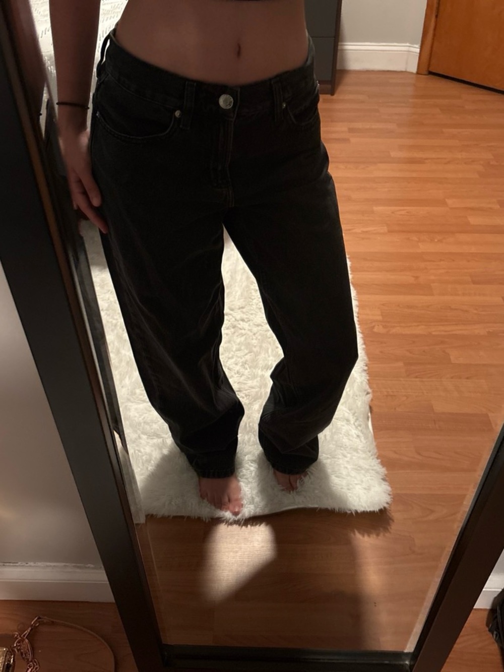 Garage Black Wide-Leg Denim Jeans